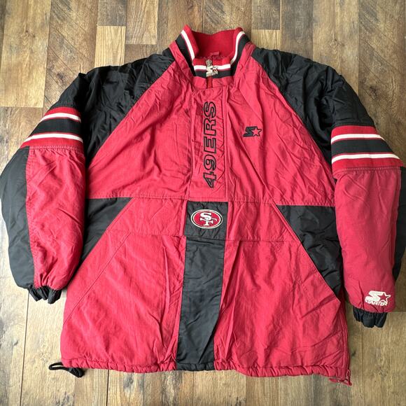 Vintage 90s San Francisco 49ers Jacket Men's Large Red Starter Embroidered 5488